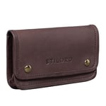 STILORD 'Kingston' Vintage Pochette à Tabac Cuir Blague à Tabac Étui à Tabac Hommes et Femmes Pochette pour Cigarette avec Compartiment pour Filtres, Couleur:Marron - foncé pâle