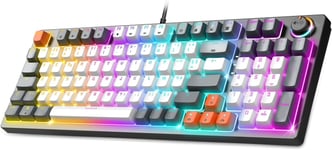 XPERT K350, CLAVIER GAMER MÉCANIQUE AZERTY, 97 TOUCHES À SWITCH MARRON 100% ANTIGHOSTING ET REMPLAÇABLES, 11 MODES DE RÉTRO-ÉCLAIRAGE RGB, FORMAT COMPACT, 2 SWITCHS INCLUS, BLANC[KEY230452]