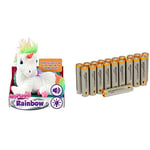 Animagic Licorne Rainbow-Corne Lumineuse-Hénnit et émet des Sons Magiques-Peluche Interactive, 31224.4300 & Amazon Basics Lot de 20 piles alcalines Type AAA 1,5 V 1340 mAh (design variable)