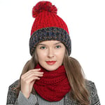 Écharpe femme hiver Écharpe tube snood Écharpe en laine Tour de Cou Cache cou - Rouge foncé