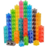 edxeducation Lot de 100 Cubes de Connexion Transparents - Jouets de Construction pour mathématiques précoces - Lot de 100 Cubes - 2 cm - Jouet de Table Lumineux - Apprentissage à l'âge élémentaire et