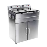 Friteuse haute acier inox 2 bac 16 litres cuve amovible avec minuterie  professionnelle  3614031