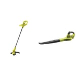 RYOBI - Coupe-Bordures/Dresse-Bordures 18V One+ - Ø Coupe 23cm - Ø Fil 1 x 1,6mm - Utilisations Travaux de Finition, Bordures de Massifs et Bas de Talus & Souffleur 18 Volts One+ 245 km/h - OBL1820S