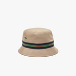 Lacoste Mens Accessories Stripe Bucket Hat in Beige - Cream material_cotton - Size Small