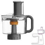 Kenwood Attachment MultiPro KAH65.000PL, Stand Mixer Accessory, Food Processor with 6 Slicing Discs, Express Dice System, 1,2 L Capacity, Dishwasher Safe, Silver, Stainless Steel, Grey and Clear