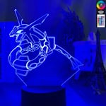 3D Illusion Lamp Led Night Light Rayquaza Figure for Kids Bedroom Color Changing USB Table Lamp Game Pokemon Go Rayquaza