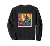 Dog Music DJ Turntables Mixing Vinyl Record Party Graphic Sweatshirt