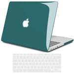 TECOOL Coque Compatible avec Ancien MacBook Pro 15 Pouces Retina 2015 2014 2013 2012 (A1398), Coque Rigide en Plastique Fine et Protection Clavier (UE AZERTY), Cristal Turquoise Foncé