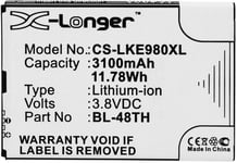 Kompatibelt med LG Optimus G Pro, 3.8V, 3100 mAh