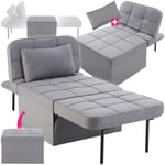 Armchair Lounger Stool Bed Single Person Transformation Chair 4 in 1 Foldable