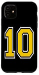 Coque pour iPhone 11 Numéro 10 en jaune, blanc, noir, version de poche