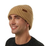 ineepor Bonnet Hiver Homme Femme Laine Mérinos Beanie Hat Tricoté Chapeau Unisexe Doublé Polaire Court Chaud Doux Confortable