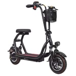 SILOLA Mini Electric Scooter with Seat, Anti-Theft Alarm, 250W Motor, 10 Inch Tires, Max Speed 25Km/H, Foldable Electric Scooter with Cruise Control And USB Charging