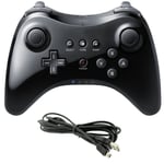 1pcs noir Manette de Jeu Classique Sans Fil Pour Nintendo Wii U Pro, Avec Câble USB, Contrôleur Pour Console