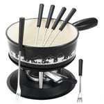 Table Et Cook Set Fondue Decor Vache Noir Blanc 9 Pieces 22cm 031777