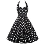 Sexig Retro Röd Polka Dot Klänning Audrey Hepburn Vintage Halterklänning 50-tal 60-tal Gothic Pin Up Rockabilly Klänning Robe_M