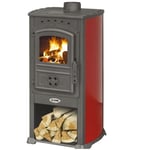 Poêle à bois 7,3KW Rouge / Anthracite Struture Acier Volume de chauffe 95m3 koral