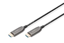 DIGITUS HDMI AOC Câble hybride en fibre optique - HDMI 2.1 - 8k/60Hz - UHD-II - Canal Ethernet - HDR eARC HDCP 2.2 - contacts dorés - 15m - noir