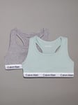 Calvin Klein Kids' Bralette, Pack of 2, Jadeite/Grey Heather