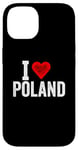 iPhone 14 Funny Design Retro I Love Poland with a Red Heart Case