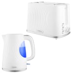 🎁 Tower Sonar Kettle & 2 Slice Toaster Matching Kitchen Set (White)