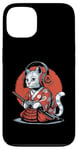 Coque pour iPhone 13 Japon Kawaii Cat Samurai Casque Casque Manette de Jeu Vidéo