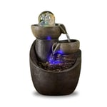 Zen'Light - Fontaine d’Intérieur Malla Cascade Jarre Mur d'eau Effet Pierre Naturelle avec Lumière LED Coloré - Déco d’intérieur Zen, Élégant et Relaxant - Fontaine de Table - H 28 cm