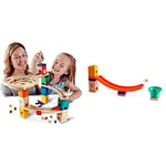 Hape E6021 Quadrilla Race to the Finish, Wooden Marble Run - 58 pieces, Educational Construction Toys for 4 Years and Up & E6023 Quadrilla Mega Skatepark, Wooden Marble Run Accessories