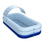 HOXMOMA Kiddie Inflatable Pool with Canopy, Family Lounge Pool, Automatic Inflatable Swimming Pool for Baby, Kids, Adult, Outdoor, Garden, Backyard, Summer Water Party,Blue,2.1m