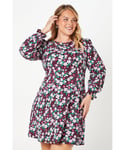 Dorothy Perkins Womens Curve Floral Fit And Flare Mini Dress - Multicolour - Size 18 UK