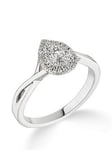 Love DIAMOND 9ct White Gold 0.20ct Diamond Double Halo Pear Twist Band Ring, White Gold, Size Q, Women