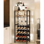 Casier à Vin Métal Noir Debout avec Porte-verres 100 cm 96575 Porte-bouteilles Support à Bouteilles Moderne - Dandibo