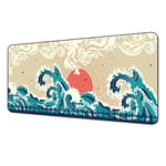 Wembem Ukiyoe Tapis de Souris de Jeu XXL - Grand HD - 700 x 300 x 3 mm - Tapis de Bureau - avec Bords Cousus - pour la Maison et Le Bureau