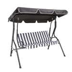 2 Seater Garden Swing Seat / Hammock - Grey Stripe