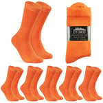 Chaussettes Mi-Mollet Homme - Paquets Multiples de Doux et Confortable Chaussette Coton Homme Taille Unique 40-45 (Orange-Lot de 6)