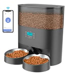 honeyguaridan Distributeur Croquettes 2 Chat Automatique Connecté, 6L 2.4G WiFi Distributeur Croquettes Programmable avec Contrôle APP et 2 Gamelles, Enregistrement Vocal 10S, Max.6 Repas/Jour