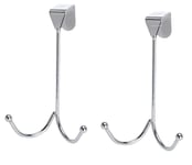 2 x STRONG OVER THE DOOR   HOOKS HANGERS CLOTHES COAT RACK HANGER CHROME