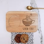 Engraved Tea & Biscuit Board -"SEVEN-TEA" Design - Wood Coffee Treat Board, 70th Milestone Birthday Gifts for Men, Him - Seventieth Gift for Friend, Grandad, Dad, Husband