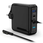 Rocketek 65W USB C Wall Charger, 2 Port Fast Charging Adapter with USB C PD, USB-A Port, Suitable for USB C Laptop, Mac-B-ook, Pad Pro, Phone 12/11/11 Pro/XS/XR/Xs Max, Galaxy S9/S8, Switch and More