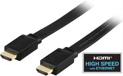 HDMI-kabel / 4K UltraHD 60Hz / High Speed / 19-pin ha-ha /platt / svart / 2M