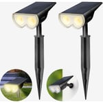 Lampe Solaire Exterieur Ultra Puissante 300 Lumen x2 - Lot de 2 Spot led extérieur - Spot Solaire Exterieur Etanche IP65 - Lumiere solaire exterieur