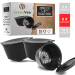 Greenvea - Complete Set of refillable and Reusable Dolce Gusto Coffee pods. Refillable Coffee and Tea Capsules. (Pods, Measuring Spoon, Guide) (6 pods)