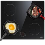 Hobsir hob Induction Hob 4 Zones Built-in Electric Hob 60cm Induction Cooker 6400w Touch control, Child-safety Lock, Stop&go Function, Hard Wire, No Plug Included