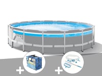 Kit piscine tubulaire Intex Prism Frame Clearview ronde 4,88 x 1,22 m + Bâche à bulles + Kit d'entretien