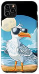 Coque pour iPhone 11 Pro Max Costume d'oiseau de mer cool avec lunettes de soleil pour oiseaux de vacances