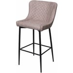 Tabouret de bar chaise haute de comptoir en tissu gris design rétro cadre en métal