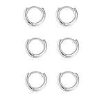 Boucle Doreille Femme Argent Fin 925,Lot Boucles d'oreilles Creoles Femme 3 Paires Piercing Oreille Boucles d'oreilles Hypoallergéniques en Argent Pour Femmes Bijoux Femme 8mm