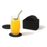 chillify sous-Verres pour Boissons Ensemble de 12 sous-Verres en Feutre avec boîte de Rangement | Tapis de Table antidérapant, résistant à la Chaleur et Lavable | Adapté pour Le Jardin | Noir, Rond