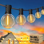 Guirlande Lumineuse Guinguette Exterieur 16.8m-G40 55ft 28+2 Led Ampoules De Guirlandes Jardin Lumiere Exterieure Connectable Ip54 Imperméable Guirlande Lumières Extérieur Terrasse Pergola Balcon