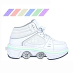 Double Roues Patin À Roulettes Chaussure De Patinage Technique Rétractable Automatique Chaussures De Déformation De Marche Chaussures De Course En Plein Air Gym Chaussures De Sport,White with light,36